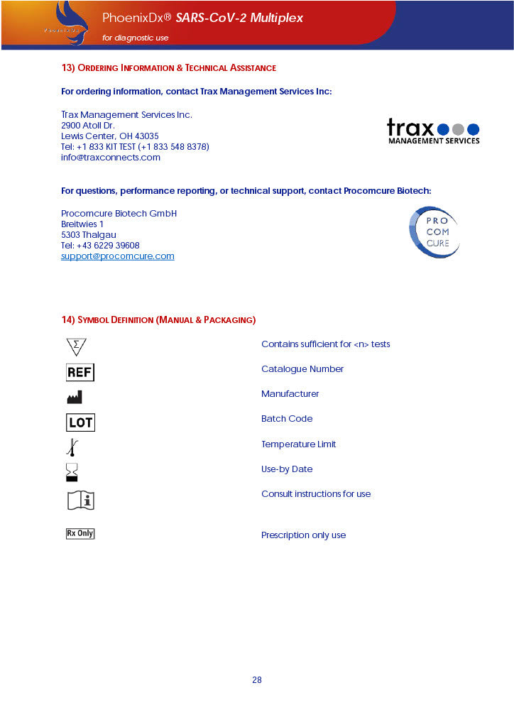 PhoenixDx® SARS-CoV-2 Multiplex IVD (FDA EUA) (50 Tests Per Kit) - TRAXSKU015