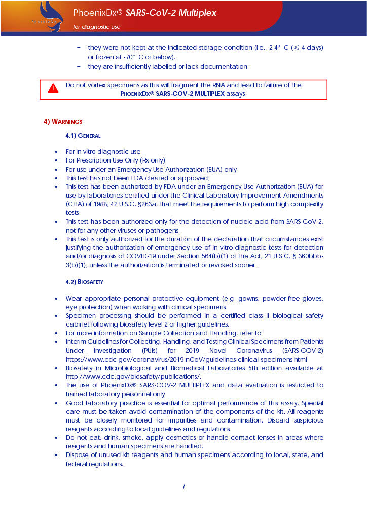 PhoenixDx® SARS-CoV-2 Multiplex IVD (FDA EUA) (50 Tests Per Kit) - TRAXSKU015