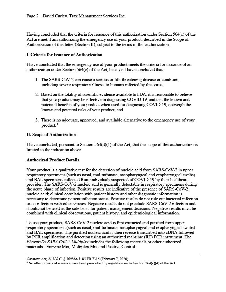 PhoenixDx® SARS-CoV-2 Multiplex IVD (FDA EUA) (50 Tests Per Kit) - TRAXSKU015