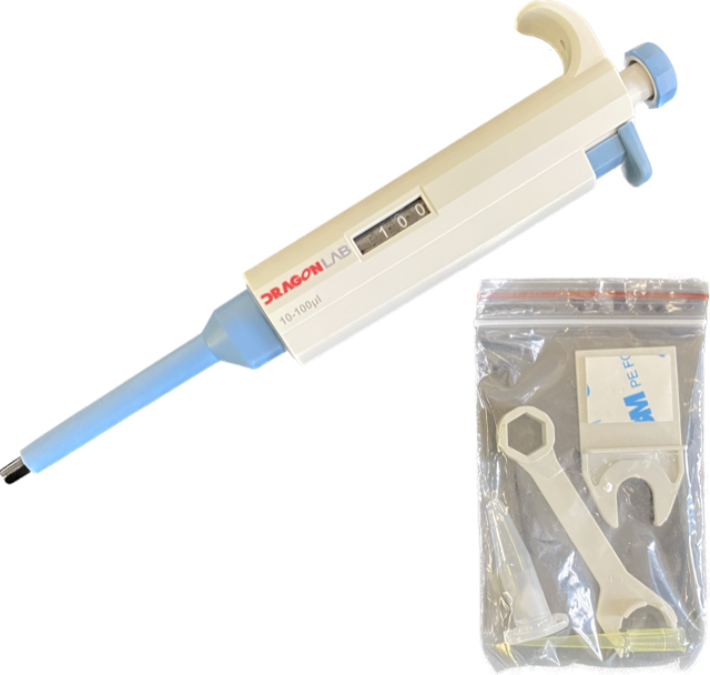 DragonLab 10-100 uL TopPette Single Channel Adjustable Volume Mechanical Pipettor - TRAXSKU069
