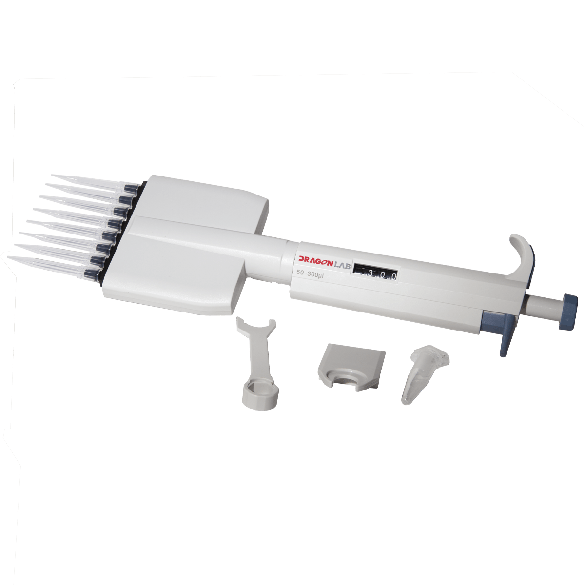 DragonLab 50-300 uL TopPette 12-Channel Adjustable Volume Mechanical Pipettor - TRAXSKU006