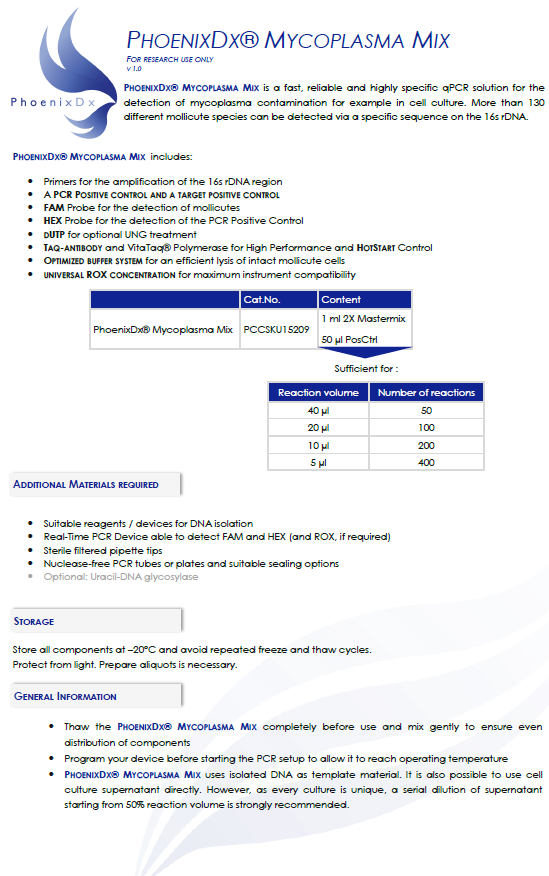 PhoenixDx® Mycoplasma Mix (1 mL)